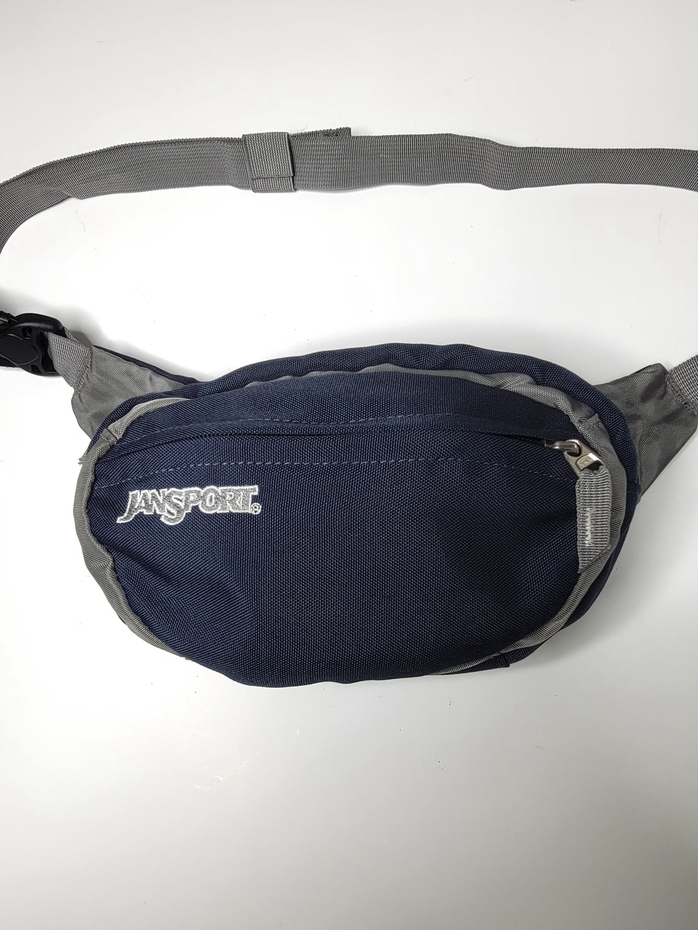 Vintage JanSport Unisex Navy Blue & Gray Waist Pack Crossbody Adjustable